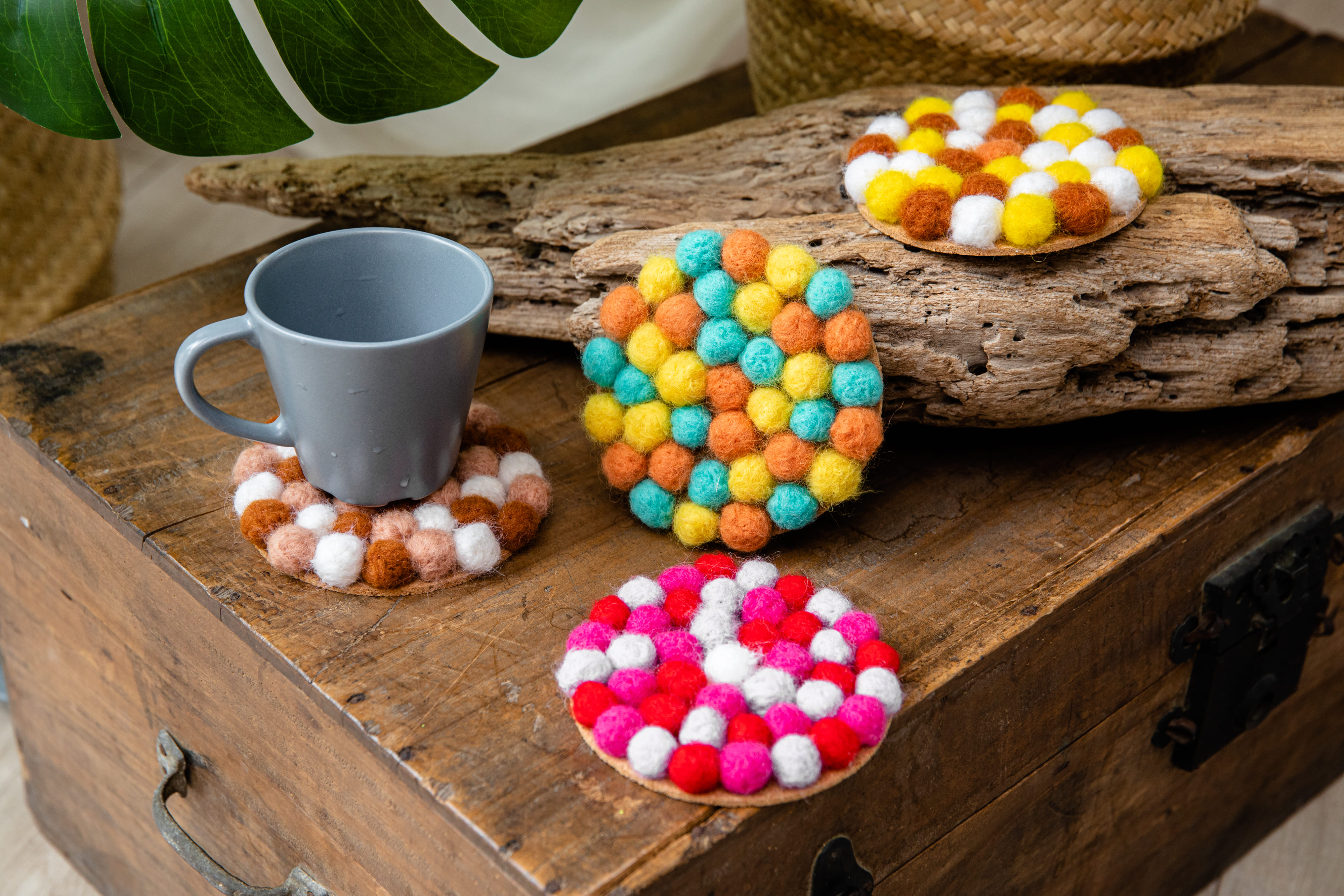 DIY Wool Felt Ball Coasters